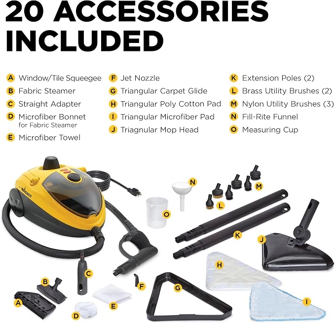 Wagner Spraytech 2494399 925e Elite Steamer Multi-Purpose Mop with 20 Accessories for Chemical-Free Steam Cleaning, Hardwood Floors, Tile, and More