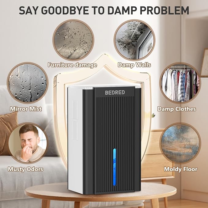 Dehumidifier,95OZ Dehumidifier for Home 1000 Sq.Ft - Quiet with Auto Shut Off & Relaxing 7 Color Ambient Light,Ideal for Livingroom, Bedroom, Basement (White/Black)