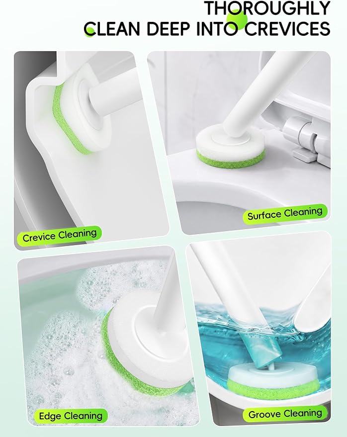 Wall Mounted Disposable Toilet Brush System with Holder, Toilet Bowl Cleaning Wand with Green Refills and One-Button Release, 1 Wand and Holder with 48 Green Refills
