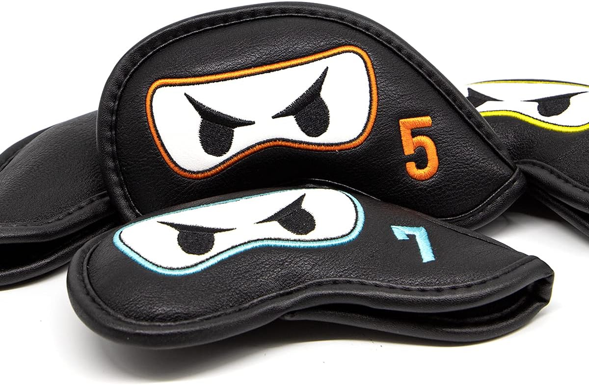 Premium Leather Golf Club Iron Covers - 10pcs/Set Wedge & Iron Headcovers with Velcro Closure