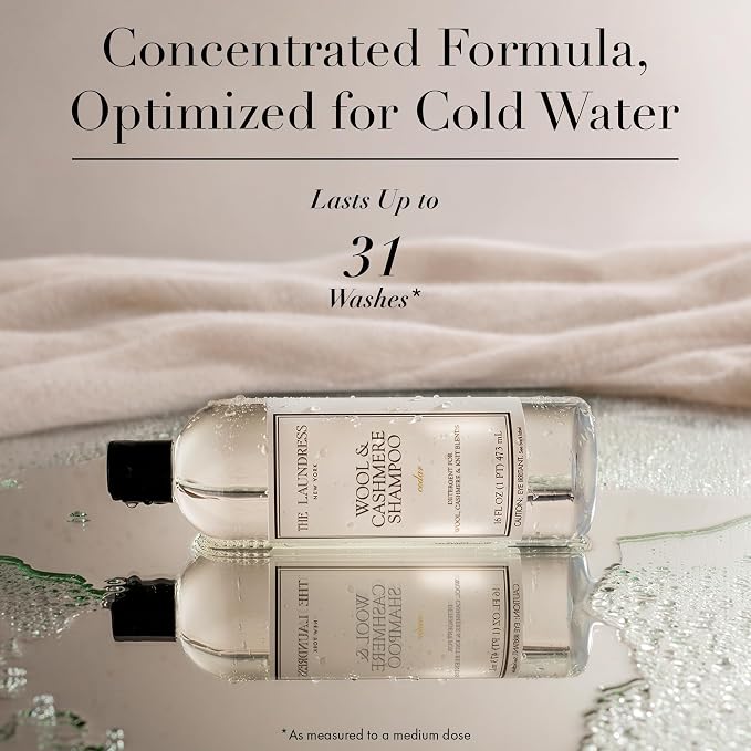 The Laundress Wool & Cashmere Shampoo, 31 Loads, Concentrated Luxury Liquid Laundry Detergent, Cedar Scent, Cold-Water Hand or Machine Wool Wash for Delicate Merino, Mohair & Knit Blends, Pack of 2
