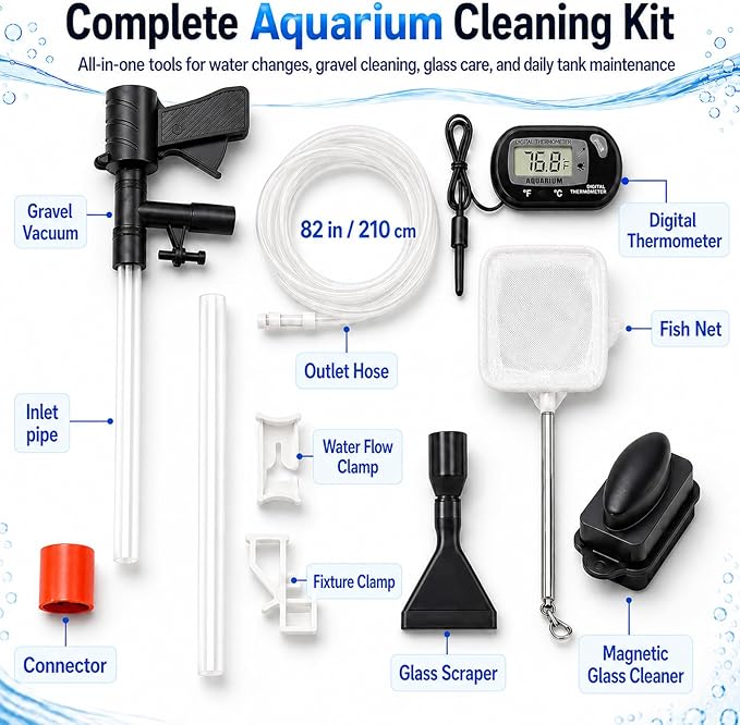 Fish Tank Cleaner Kit, Gravel Vacuum for Aquarium, Aquarium Vacuum & Siphon, Fish Tank Cleaning Kit, Aquarium Vacuum Gravel Cleaner