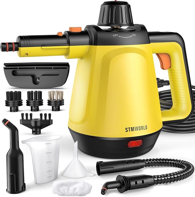 Handheld Steam Cleaner for Home, 1200W Pressurized Multi-Surface Steamer with 10 Accessories, High-Temperature Chemical-Free Cleaning for Bathroom, Kitchen, Tile, Grout, Windows, Shower Doors and Car