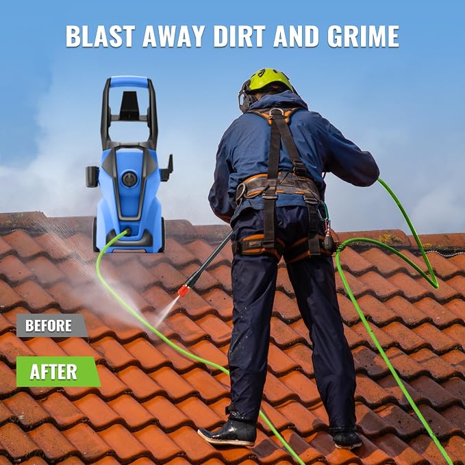 Electric Pressure Washer 5000PSI Max 4.0GPM with 33FT Flexible Extension Hose, 4 Nozzles, Foam Cannon, Power Washer Powered for Cars, Patios, Driveways, Deep Blue