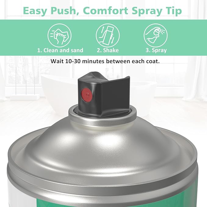 NADAMOO Water-Based Tub and Tile Spray Paint, Less Irritating Odor Aerosol Refinishing Paint for Bathroom Porcelain Bathtub Sink, 2 Cans, Semi-Gloss White