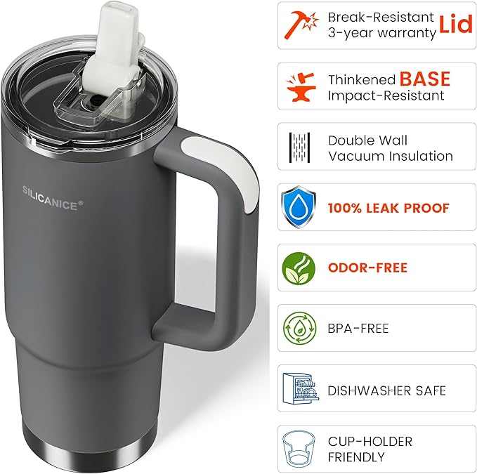 For Travel & Gym – Never Drink from a Moldy Lid Again: 30oz Hygienic Tumbler, 100% Leakproof Lid & Removable Foldable Spout. Reinforced Base, Fits Cup Holders- Gray