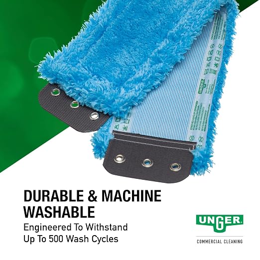 Unger Commercial SmartColor MicroMop 15.0, 16" Wet Microfiber Mop Pad, Reusable - Heavy-Duty Floor Cleaning, Blue - MM40B