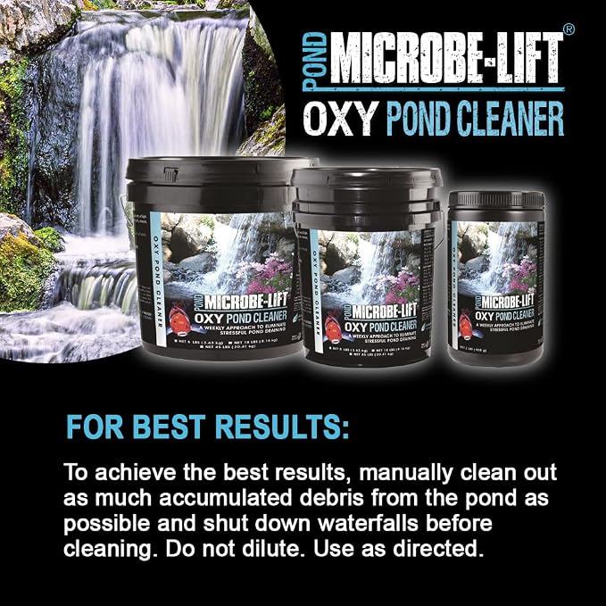 MICROBE-LIFT OPCMD Oxy Pond Cleaner Treatment for Ponds, Fountains, and Water Gardens, Deep Cleans Light to Heavy Debris on Rocks, Waterfalls, and Planters, 8 Pounds