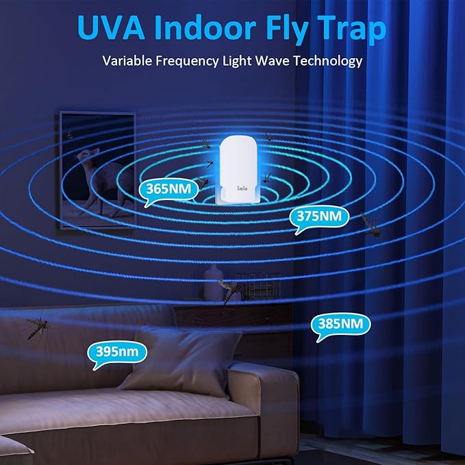 Bug Zapper Indoor Fly Trap Plug-in Flying Insect Catcher for Gnats Moths Fruit Flies & Mosquitoes UV Light Sticky Bug Killer for Home, Kitchen, Plants Non-Toxic & Silent (1 Device + 3 Refills)