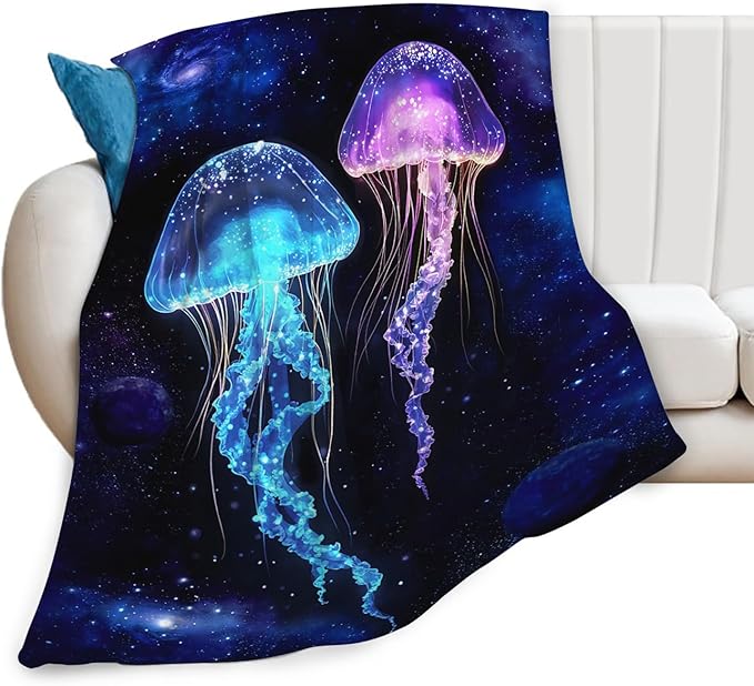 Tijuboni Jellyfish Throw Blanket Jellyfish Gifts for Girls Boys Women Men Kids Adults Soft Flannel Fleece Blanket for Couch Sofa Bed Home Decor 40"x50"