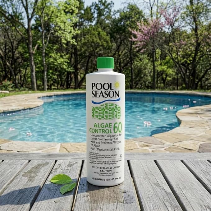 Polyquat 60 Algaecide for Swimming Pool, Highly Concentrated Pool Algaecide & Algae Killer for Black, Green & Mustard Algae, Inground & Above Ground Pools, Professional Grade Treatment, 32 oz