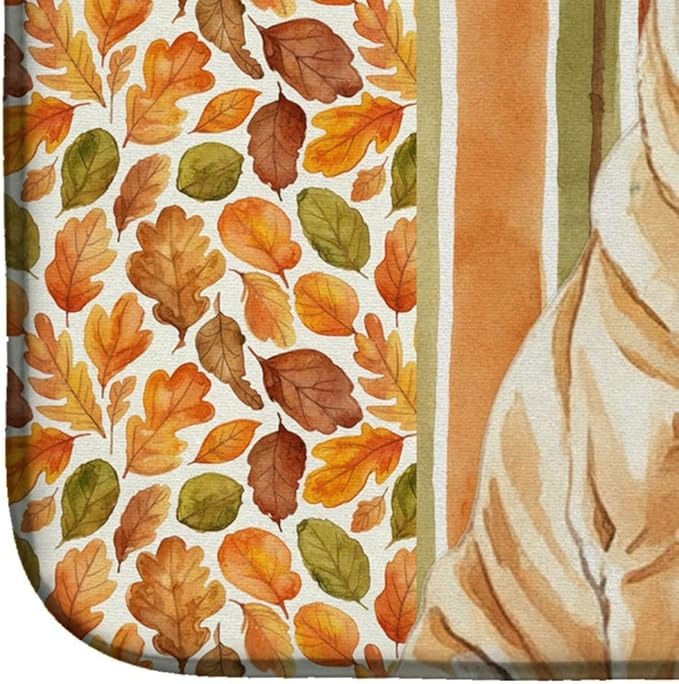 Caroline's Treasures Red Shar Pei Heirloom Fall Dish Drying Mat Absorbent Dish Drying Mat Pad for Kitchen Counter Dish Drainer Mat for Countertop, 14 x 21", Multicolor