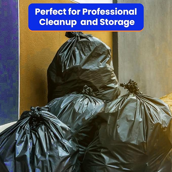 Berkley Jensen Heavy Duty Contractor & Industrial Bags - 42 Gallon, 32 Count - Black Contractor Trash Bags - 3 Mil Thick, Tear & Puncture Resistant - Ideal for Construction Cleanup & Professional Use