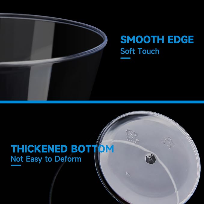 RACETOP 9 oz 50 packs Clear Disposable Plastic Cups, Durable Plastic Cups Tumblers, Perfect for Parties, Wedding and Festival Events