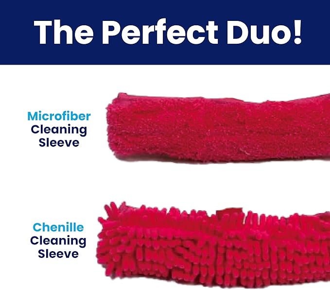 Microfiber Window Cleaner – Dual Heads & Telescoping Handle (Raspberry)