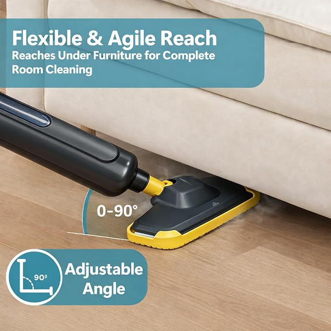 Simple Deluxe Steam Mop for Floor Cleaning, Lightweight Floor Steamer Cleaner Mop - Ideal for Hardwood/Tile/Laminate Floors Carpet, 2 Washable Pad, Black and Yellow