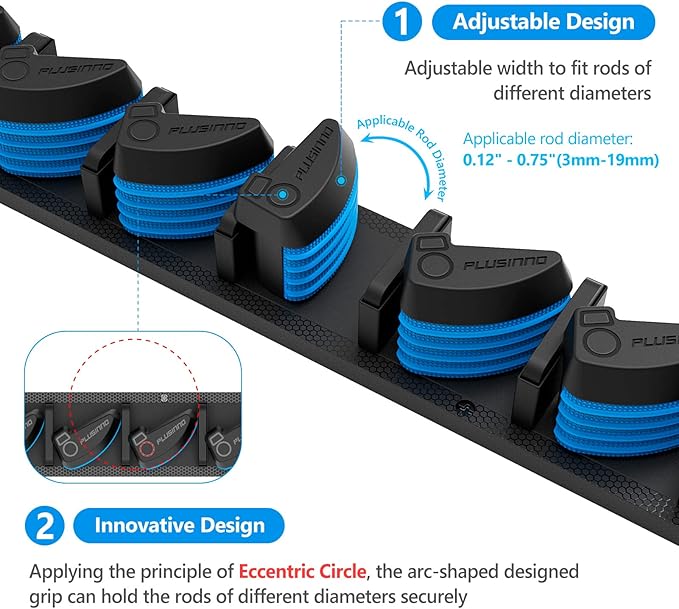 PLUSINNO 2 pack Vertical Fishing Rod rack, Wall Mounted Fishing Rod holder, 2 Packs Fishing Pole Holders Hold Up to 18 Rods or Combos, Fishing rod holders for garage, Fishing Gear and Gifts for Men