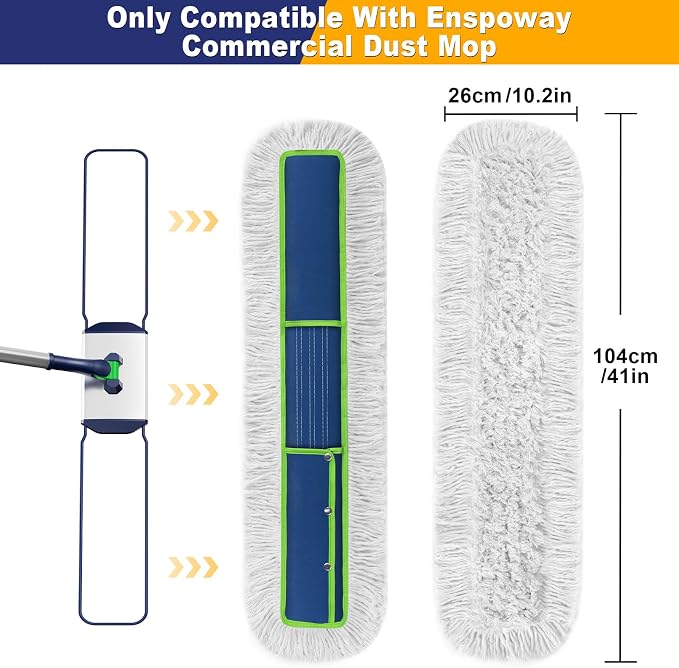 41" Commercial Dust Mop Replacement Heads: Resuable Washable Industrial Cotton Pads Refills for Janitors Warehouse Gym School Floor Cleaning, Only Fit for B0FN7JTZDK