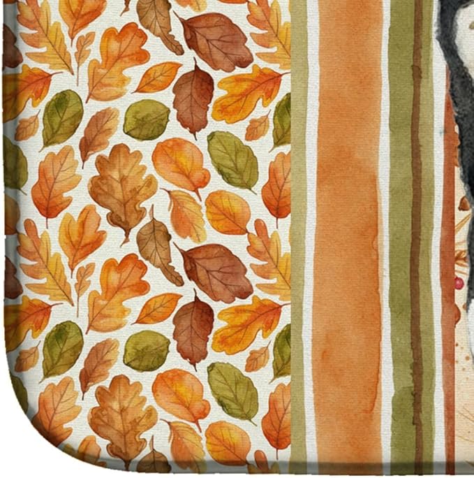 Caroline's Treasures Black and Tan Shiba Inu Heirloom Fall Dish Drying Mat Absorbent Dish Drying Mat Pad for Kitchen Counter Dish Drainer Mat for Countertop, 14 x 21", Multicolor
