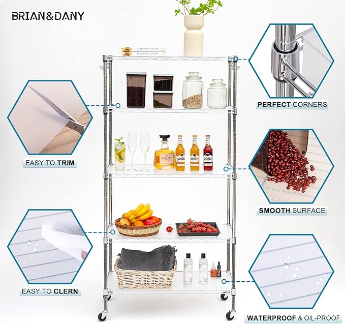 BRIAN & DANY Wire Shelf Liner 13.4" X 23.2", Heavy Duty Shelf Liners for Wire Shelving, Waterproof Protector Mats, Set of 3, Transparent