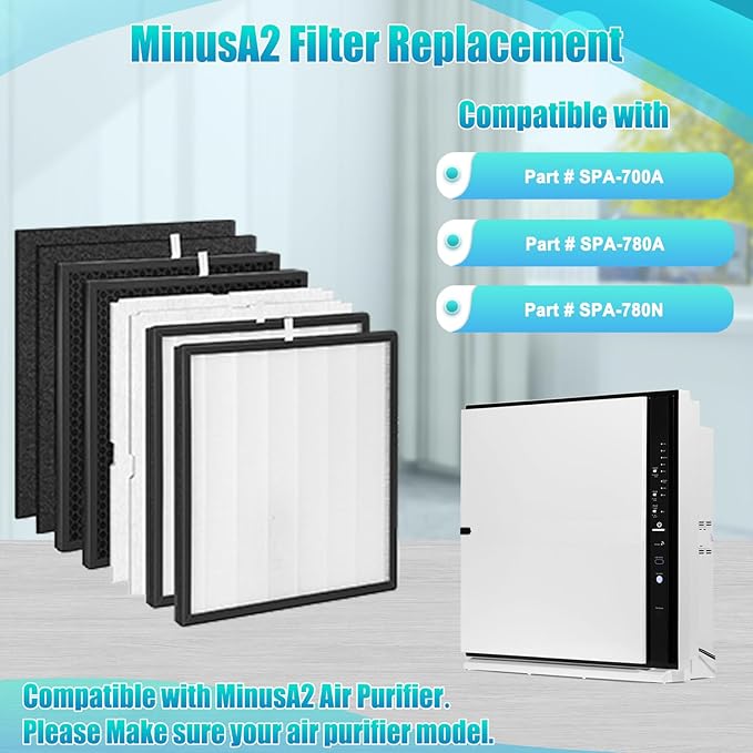 2SET MinusA2 Replacement Filter-Compatible with Compatible with Rabbit Air Purifier MinusA2 Filter,MinusA2 Filter Replacement Part # SPA-700A, SPA-780A, SPA-780N Replacement Filter