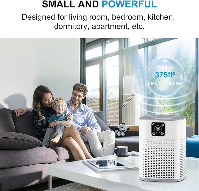 Air Purifiers for Bedroom, Honeyuan H13 HEPA Air Purifier for Home Large Room 600 sqft, Air Purifiers for pets with 360°Air Intake, white x1 & black x1