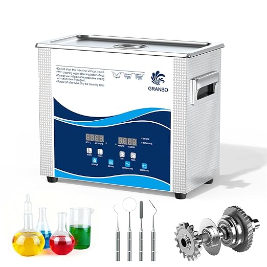 Granbo Professional 4.5L Ultrasonic Cleaner, Ultrasonic Jewelry Cleaner with Heater Timer and Degassing, Digital Ultrasonic Parts Cleaner for Dental Glasses Jewelry Small Parts Circuit Board