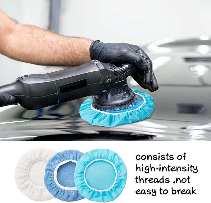 Mudder 20 Pieces 9 to 10 Inches Buffer Pads Car Polisher Bonnet Orbital Buffer Bonnets Microfiber Polishing Pad Cover