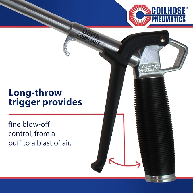 Coilhose Pneumatics TYP2512 Typhoon High Volume Blow Gun, 1/4-Inch NPT with 12-Inch Extension and High Flow Tip