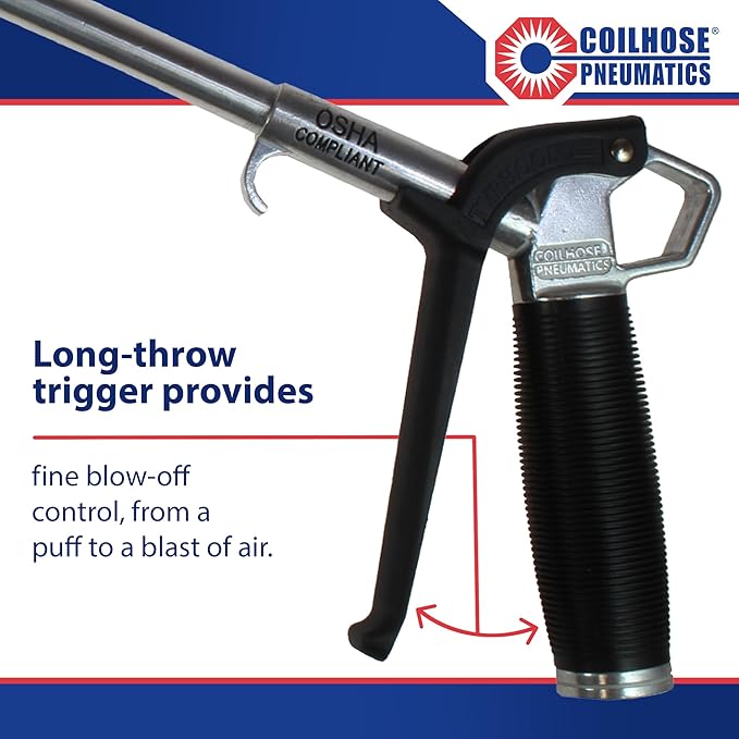 Coilhose Pneumatics TYP2524 Typhoon High Volume Blow Gun, 1/4-Inch NPT with 24-Inch Extension and High Flow Tip