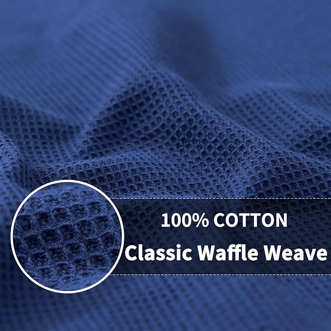Homaxy 100% Cotton Waffle Weave Dish Cloths - 24 Pack Soft and Absorbent Dish Towels - 12 x 12 Inches Quick Dry Dish Rags - Navy Blue