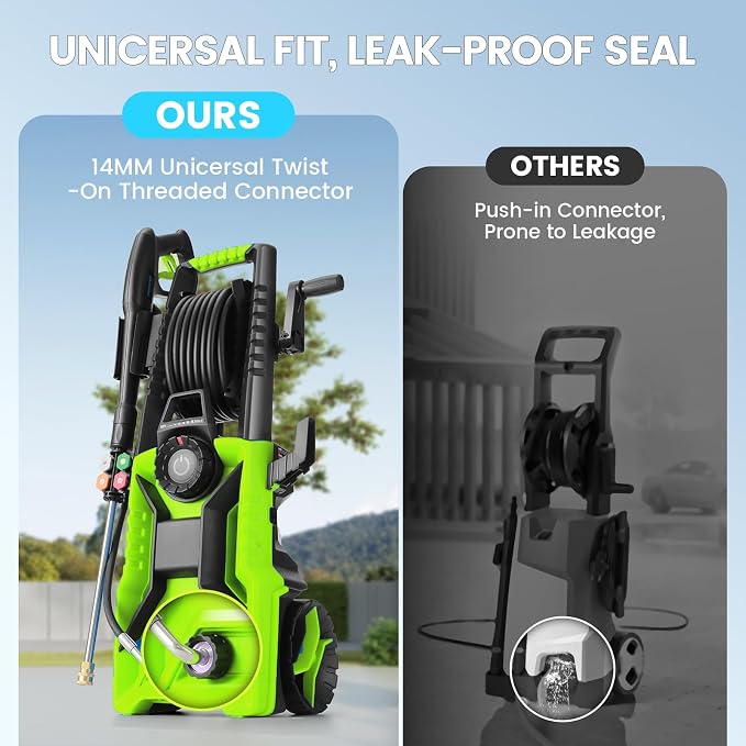 5000 PSI Adjustable Electric Pressure Washer, 2026 New Power Washer Pressure Adjustable (2500PSI-5000PSI) with 23ft Hose and 16.5ft GFCI Cord, 4 Nozzle and Detergent Tank for Cars, Upgraded Green