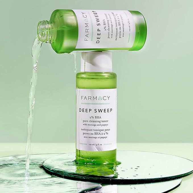 Farmacy 2% Salicylic Acid Toner for Face - Deep Sweep BHA Liquid Exfoliant + Pore Cleaner - Controls Oil, Gently Exfoliates + Refines Pores - Skin Care for Combo, Oily + Blemish-Prone Skin - (120ml)