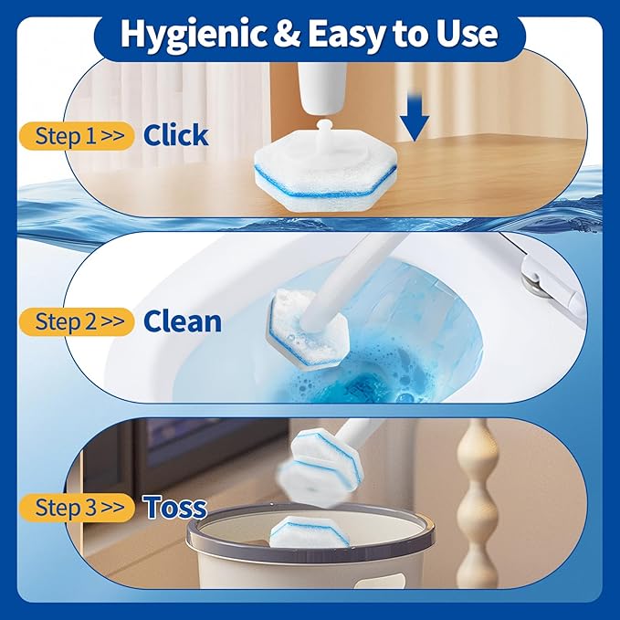 100 Count Toilet Bowl Wand Refills, Disposable Toilet Cleaner Refills, Disposable Wand Heads Compatible with Clorox and the Most Toilet Brushes