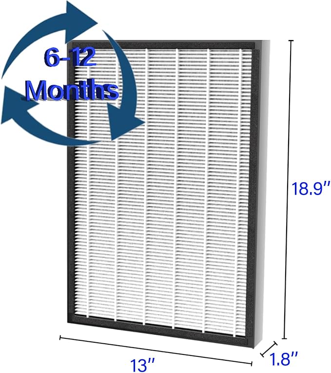 2 Set MPHELW-P339 Replacement Filter for HEAPETS P339 Air Purifier, 3-in-1, 2 Pack H13 True HEPA with High efficiency Activated carbon and 6 Pack Carbon Pre-Filter