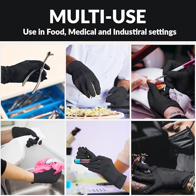 Klex Nitrile Exam Gloves - Medical Grade, Powder Free, Latex Rubber Free, Disposable, Food Safe
