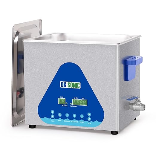 DK SONIC Ultrasonic Cleaner 10L,240W Industrial Ultrasonic Parts Cleaner with Heater&Timer, Digital Control&Basket, Multiple Functions for Motorcycle Engines,Carburetors, Chains