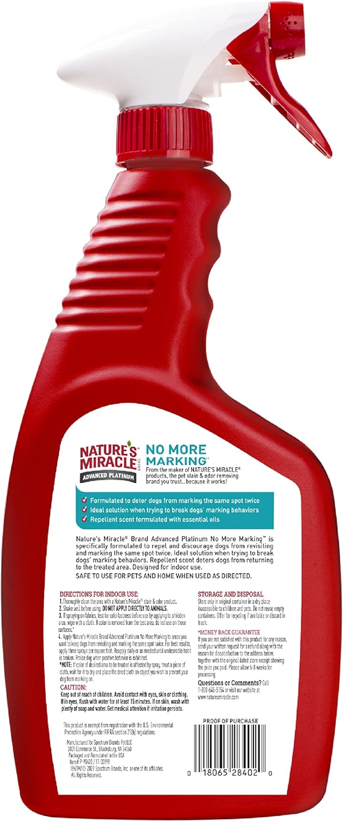 Nature's Miracle Advanced Platinum No More Marking, Helps Discourage Repetitive Dog Marking, 24 oz