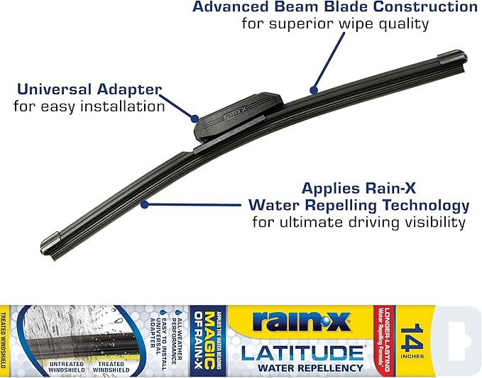 Rain-X 5079272-2 Repellency Water Repellent Wiper Blades, 14" Windshield Wiper, All Weather Streak-Free for Enhanced Visibility w/Water Repellency Formula