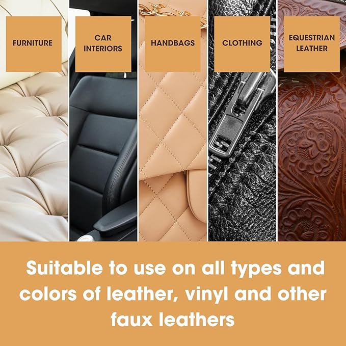 Furniture Clinic Large Leather Care Kit + 2 Pack Applicator Sponges | Leather Cleaner + Conditioning Protection Cream for Furniture | Two 17oz Bottles + 3 Sponges & 1 Cloth