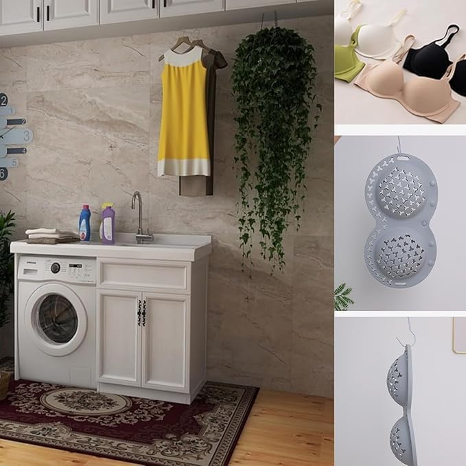 Silicone Bra Washing Bags for Laundry,Delicates Mesh Laundry Bags, Suitable for all Cup Sizes bra,Sports Bras, Swimsuits, Socks & Silk protector,Anti Deformation Lingerie Bag for Machine (grey)