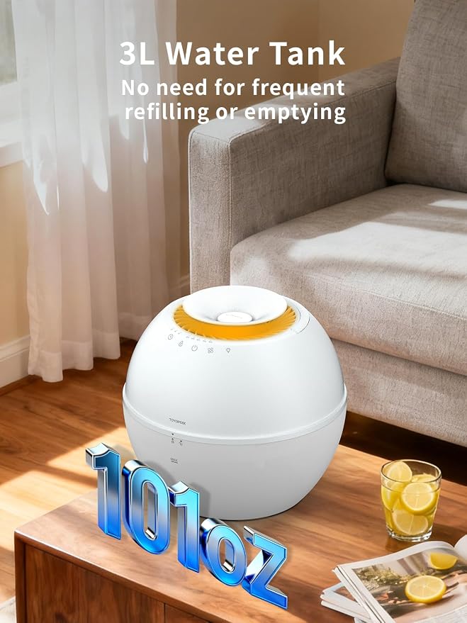 Dehumidifier & Humidifier 2-in-1 with Purifier, 101oz Tank, Whisper-Quiet Smart Steam Control for Bedroom, Baby Room, or Basement, Includes Drain Hose