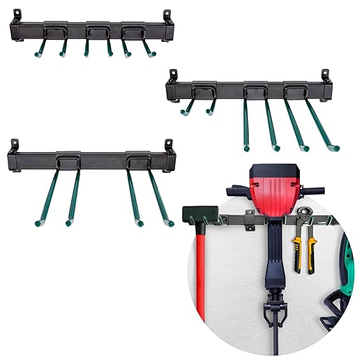 IDL Packaging Industrial Grade 48" Garage Tool Organizer with 8 Hooks, 720 lbs Total Holding Weight - for Repair Shops, Warehouses, Storages, Garages - Super Heavy-Duty Wall Mount Gear