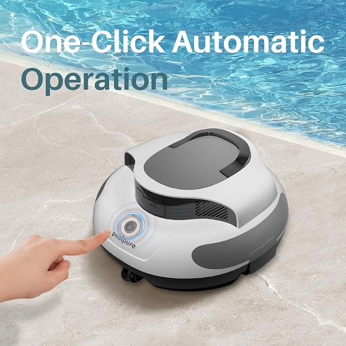 POOLPURE Cordless Robotic Pool Cleaner - Dual 35W Motors, 110Min Runtime, for Above & In-Ground Pools Up to 1000 Sq.Ft, Auto-Parking, Advanced Waterproof Technology 2026