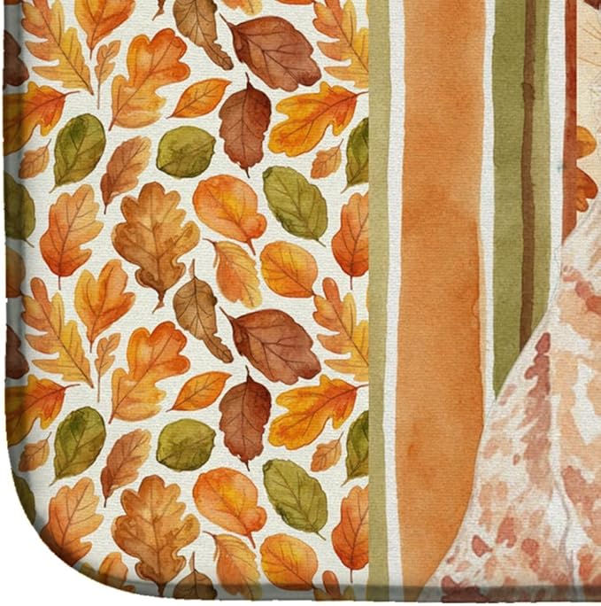 Caroline's Treasures Red Heeler Australian Cattle Dog Heirloom Fall Dish Drying Mat Absorbent Dish Drying Mat Pad for Kitchen Counter Dish Drainer Mat for Countertop, 14 x 21", Multicolor