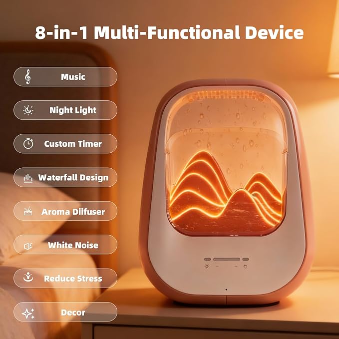8-in-1 White Noise Sound Machine with Rain Drop Real Sound, Amber | Sound Machine with Aroma Diffuser for Sleeping, Stress Relief, Night Light Timer for Bedroom Office Home Hotel SPA Decor