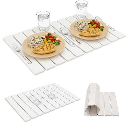Large Stone Drying Mat 24"x16" – Diatomaceous Earth Stone Dish Drying Mat, Ultra-Absorbent Stone Drying Mat for Kitchen, Collapsible Quick-Dry Countertop Protector for your Dishes (Snow White)
