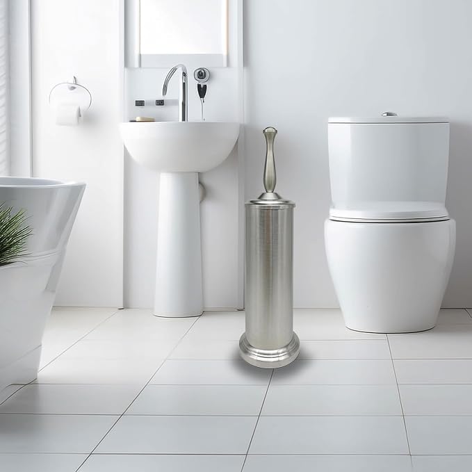 Brushed Nickel Toilet Bowl Brush with Holder, Durable Bathroom Cleaning Tool, Modern Design for Easy Toilet Maintenance, Bathroom Cleaner Brush for Efficient Cleaning and Hygiene