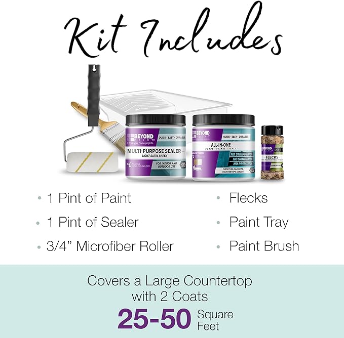 Beyond Paint Countertop Makeover Kit with Paint, Sealer, Flecks and Tools for Countertops, Buttercream