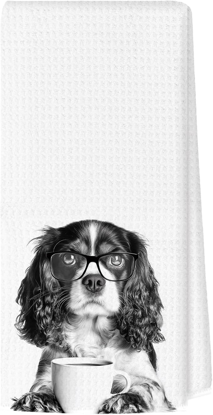 Funny Springer Spaniel Kitchen Towels, Dog Kitchen Accessories, Dog Chef Gifts for Women Decorative Hand Towels for Kitchen Decor, Coffee Lovers Gifts Dish Tea Towel, 16x24 Inch